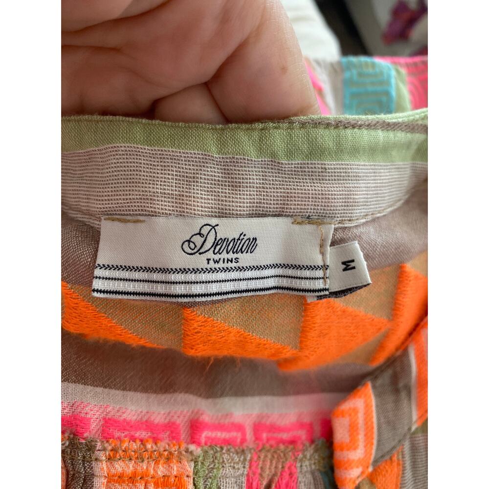 Devotion Twins Ella Short Mini Dress Pink Orange Print Anthropologie Medium - Picture 5 of 6